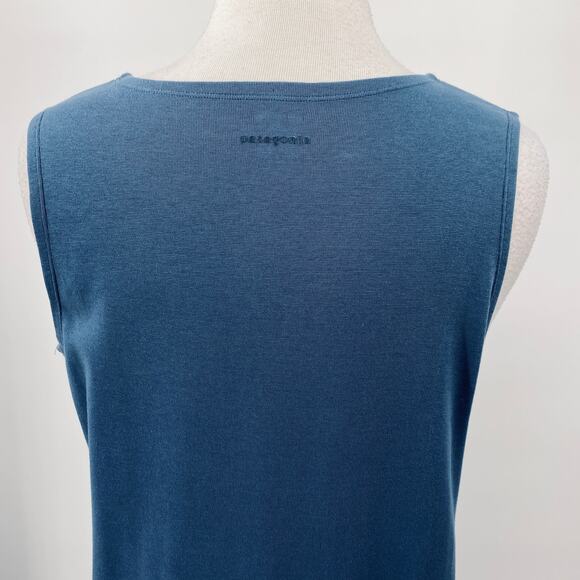 Patagonia Organic Cotton Stretch Knit Dress Sleeveless Boatneck Slate Blue Large - Picture 7 of 8